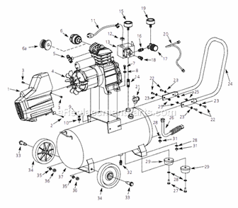 Page A Diagram and Parts List for HL4101 2005 Campbell Hausfeld Compressor